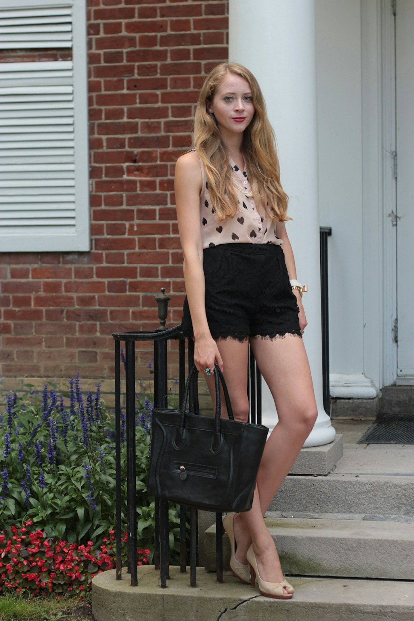 Black lace shorts + Celine tote giveaway!