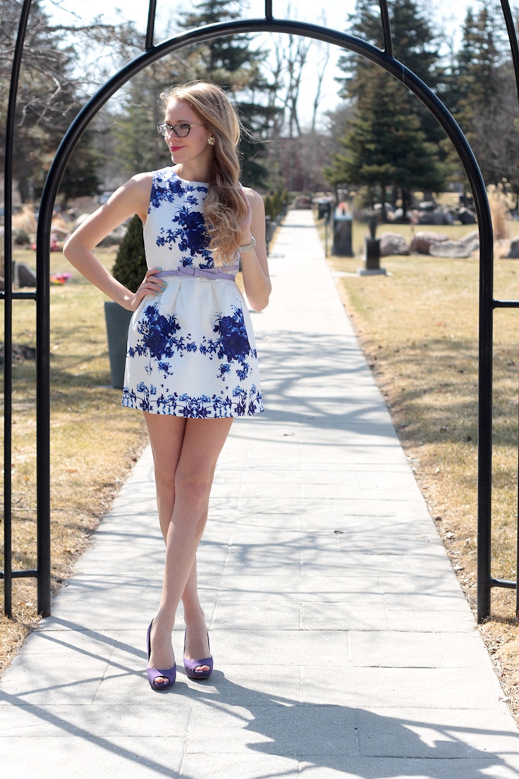 blue floral garden dress