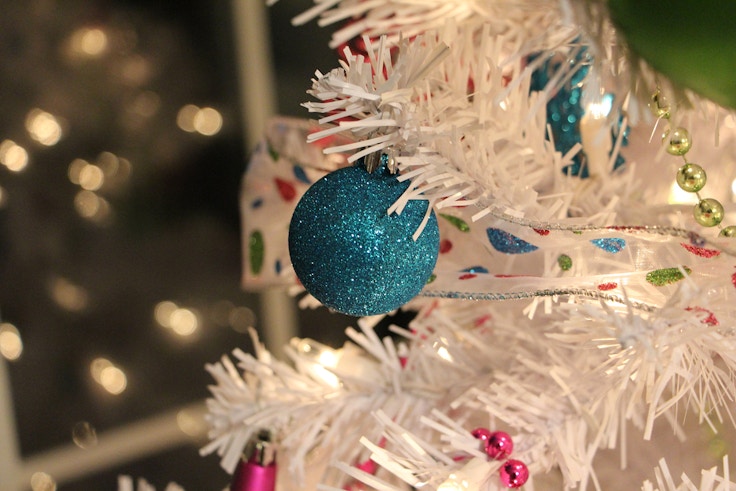 blue glitter christmas tree ornament