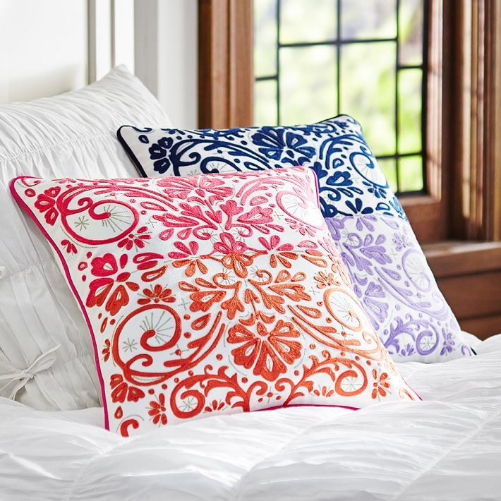 how to decorate your dorm room with throw pillows calypso crewel pillow cover pb dorm