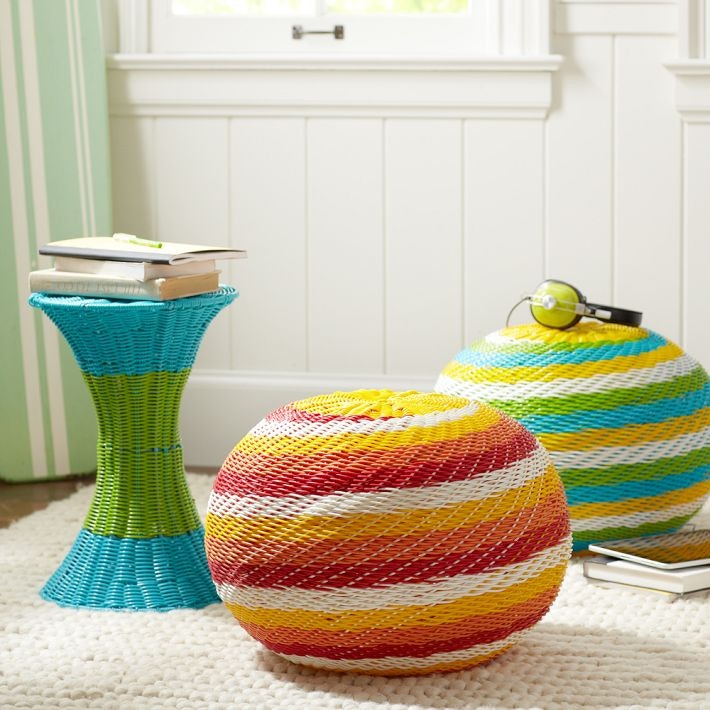 how to decorate dorm room with color pop woven side table pottery barn dorm