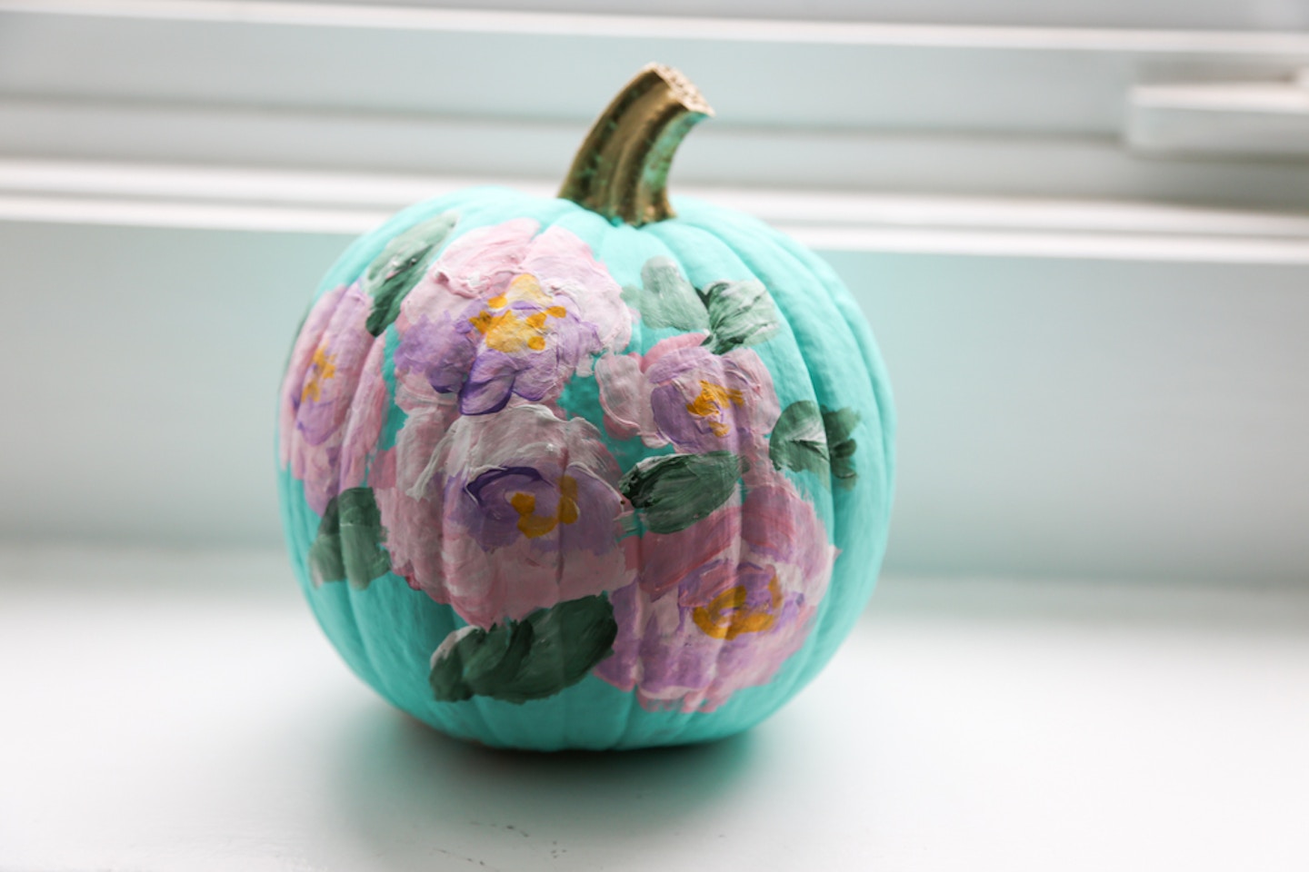 DIY Floral painted pumpkin