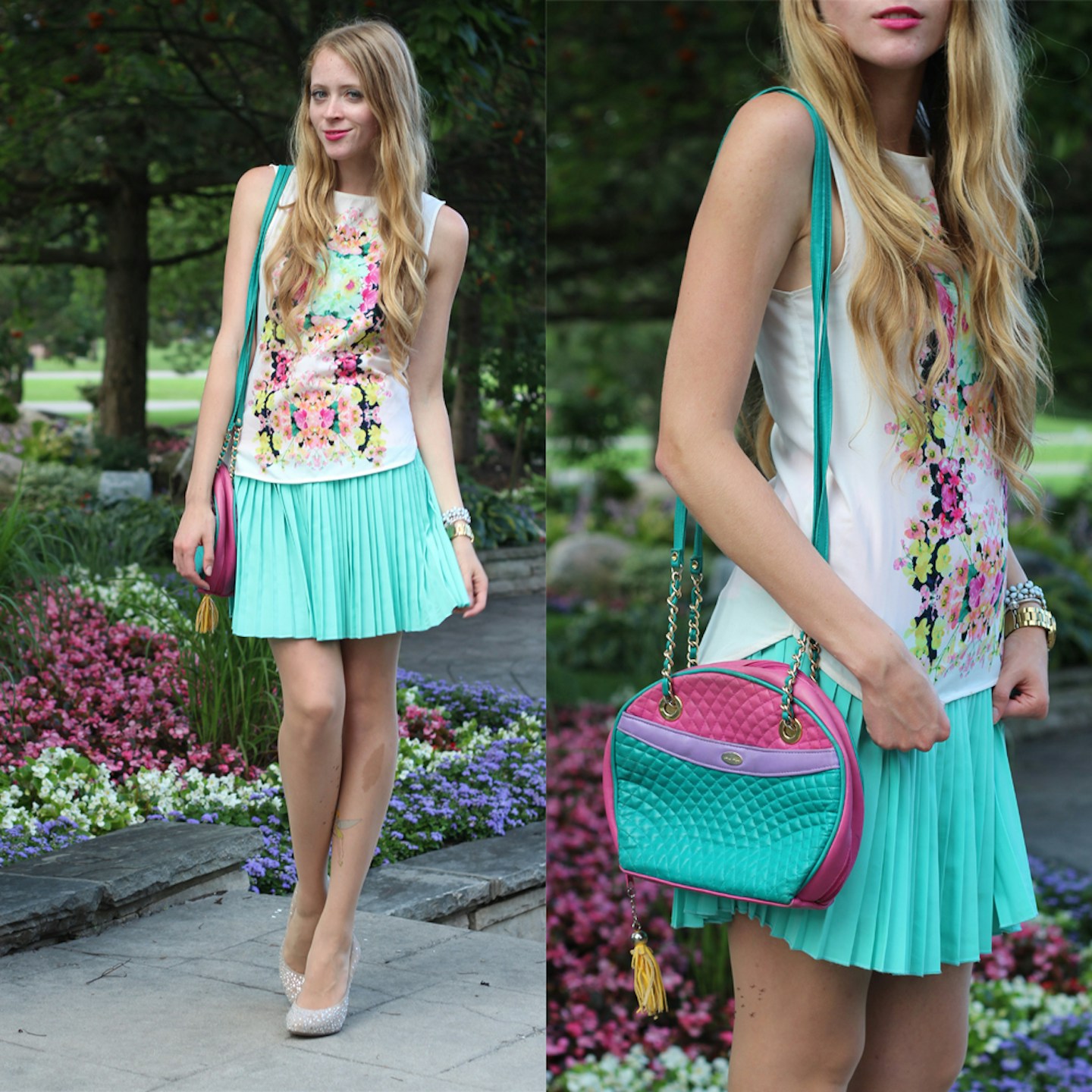 how to wear a mint pleated skirt