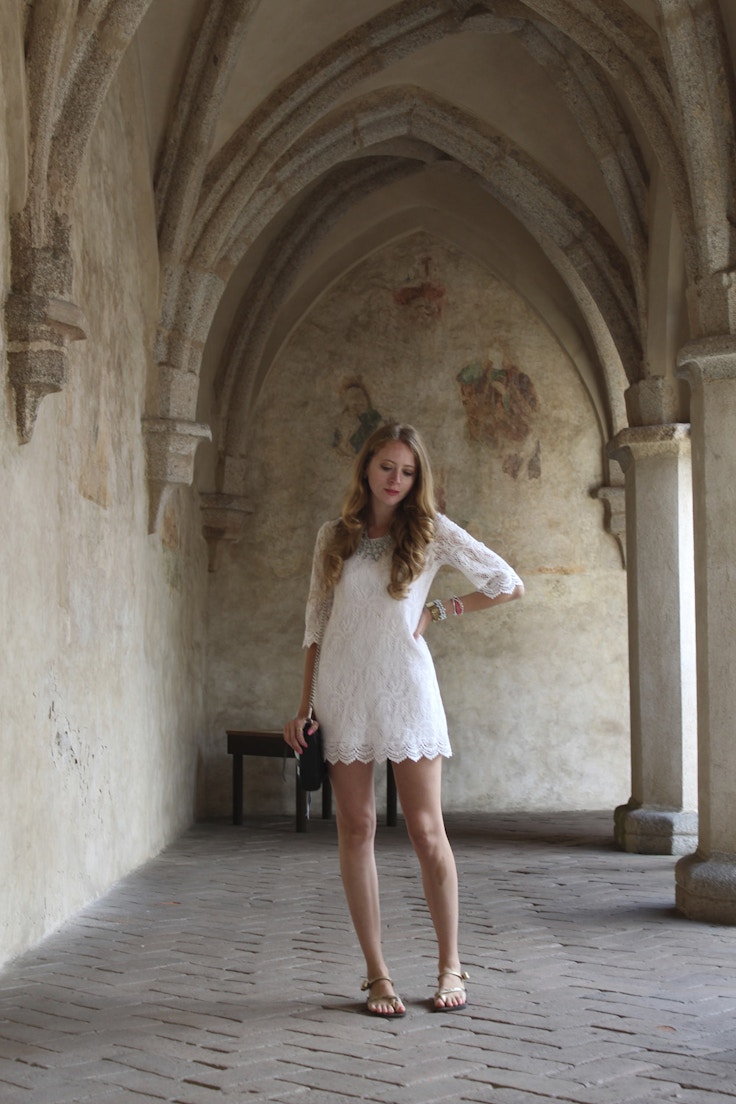 midieval arches white dress