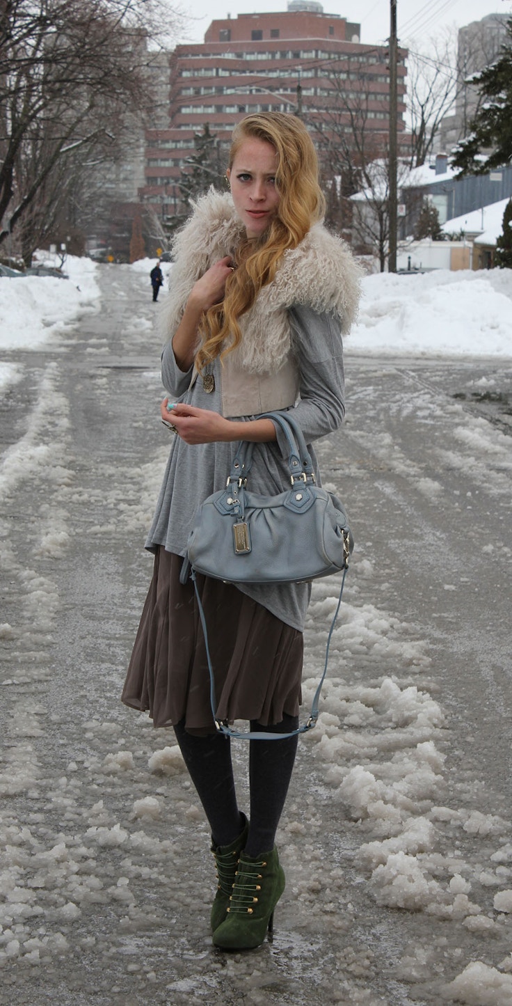 mongolian fur vest and skirt