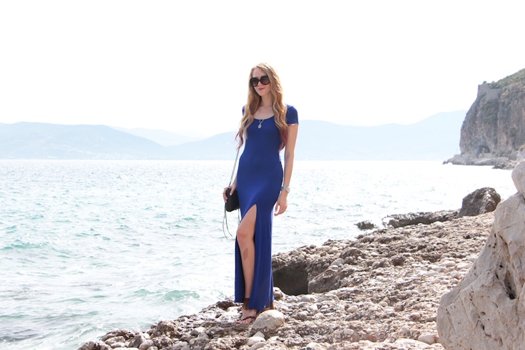 nafplio greece blue maxi dress