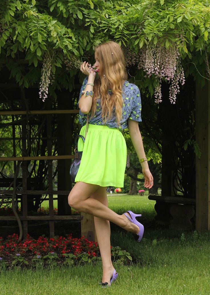 neon green aa skirt