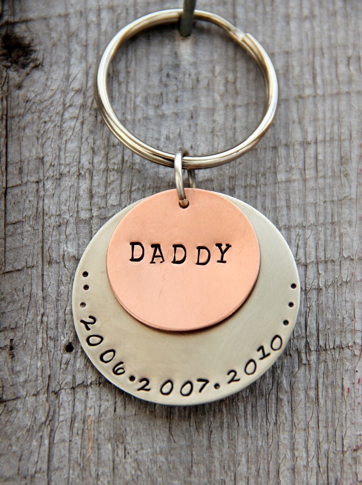 new father gift for father's day keychain with birthdate