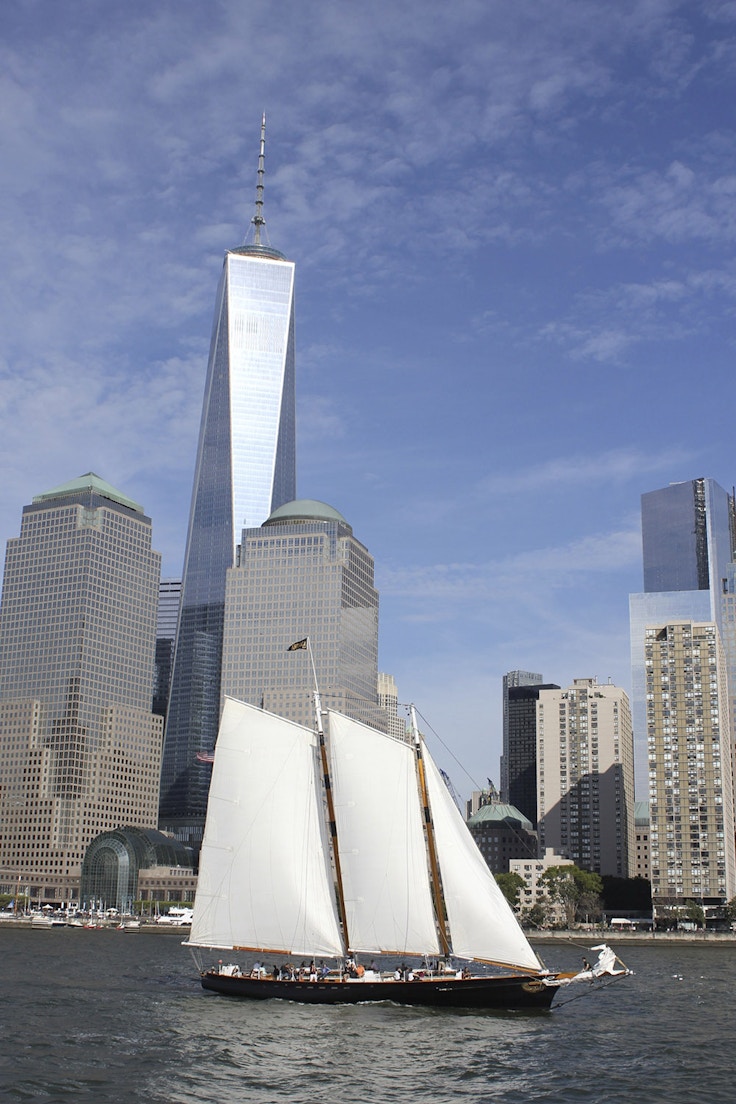 ny financial district and sailboat