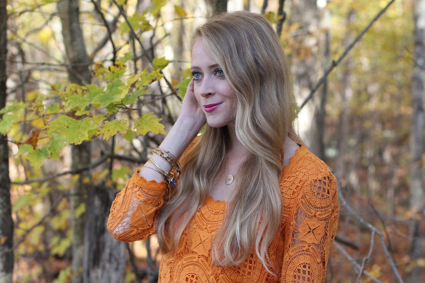 Canadian Thanksgiving: Orange lace dress