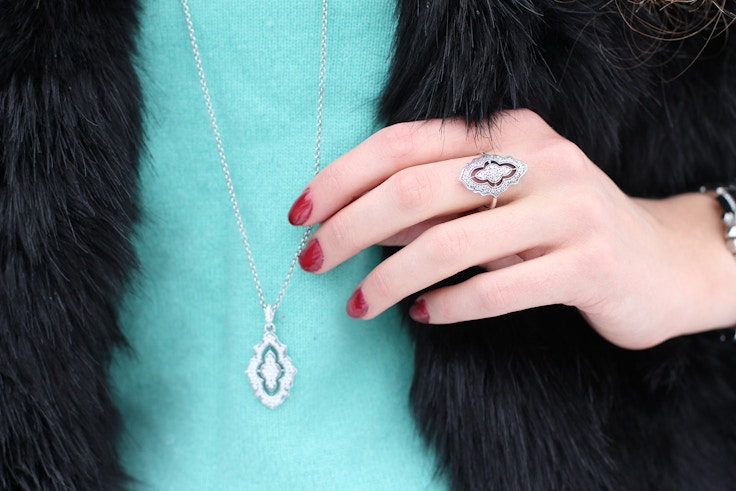 pandora winter 2014 sparkling lace ring necklace