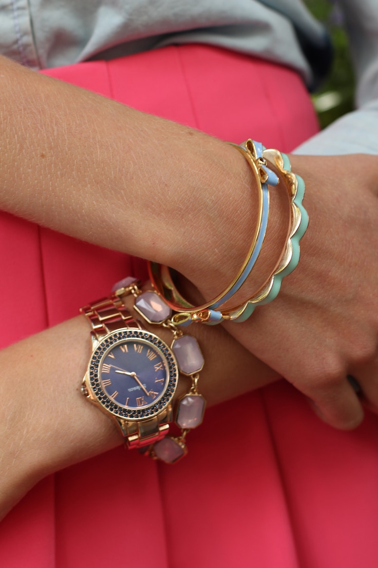 pastel bangles rosegold watch