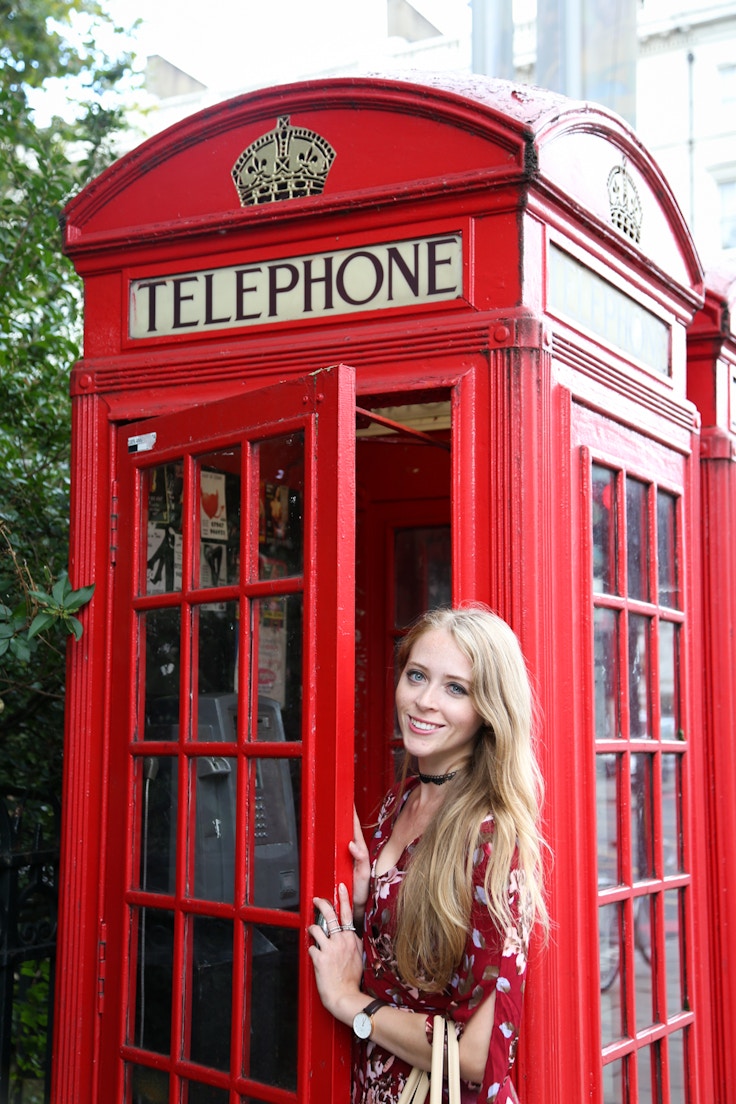 red phone booth in london tourist photo