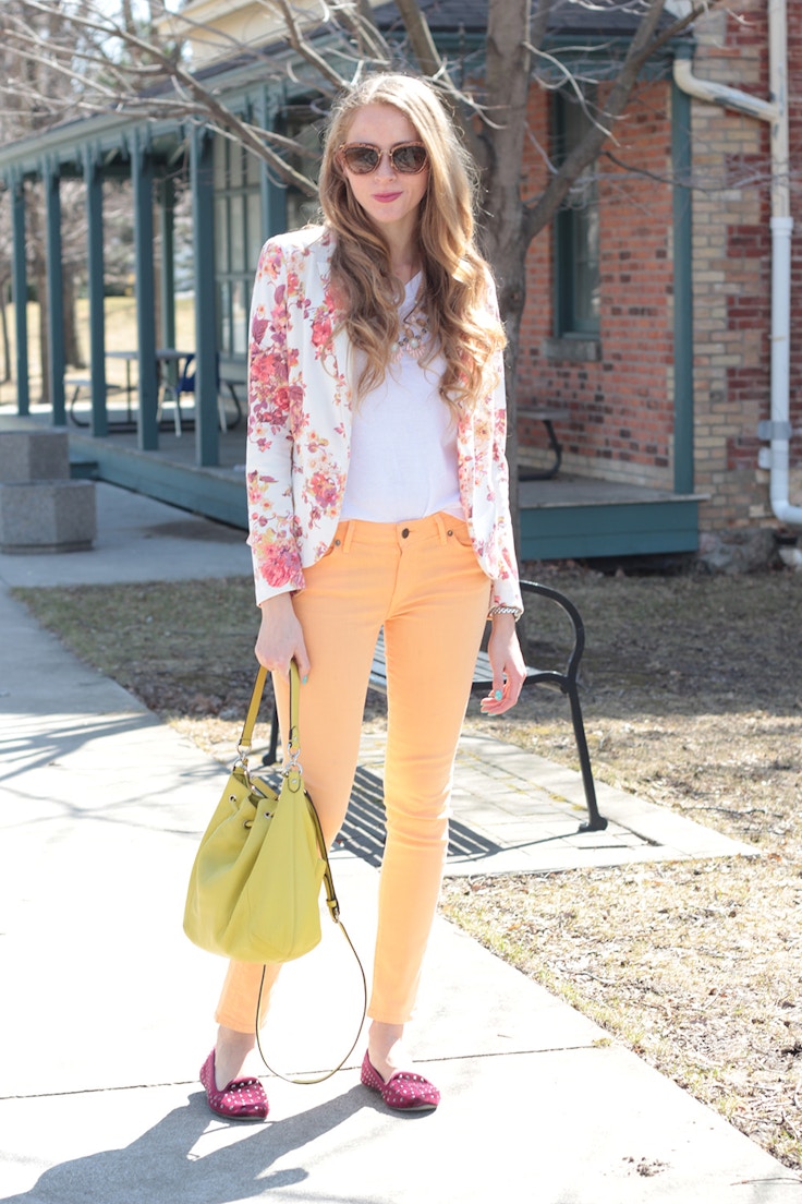 rich and skinny cantaloupe color jeans