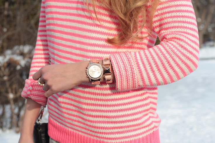 rosegold watch and bracelet