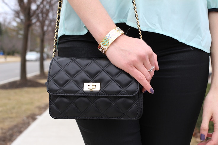 saks fifth avenue leather quilted woc