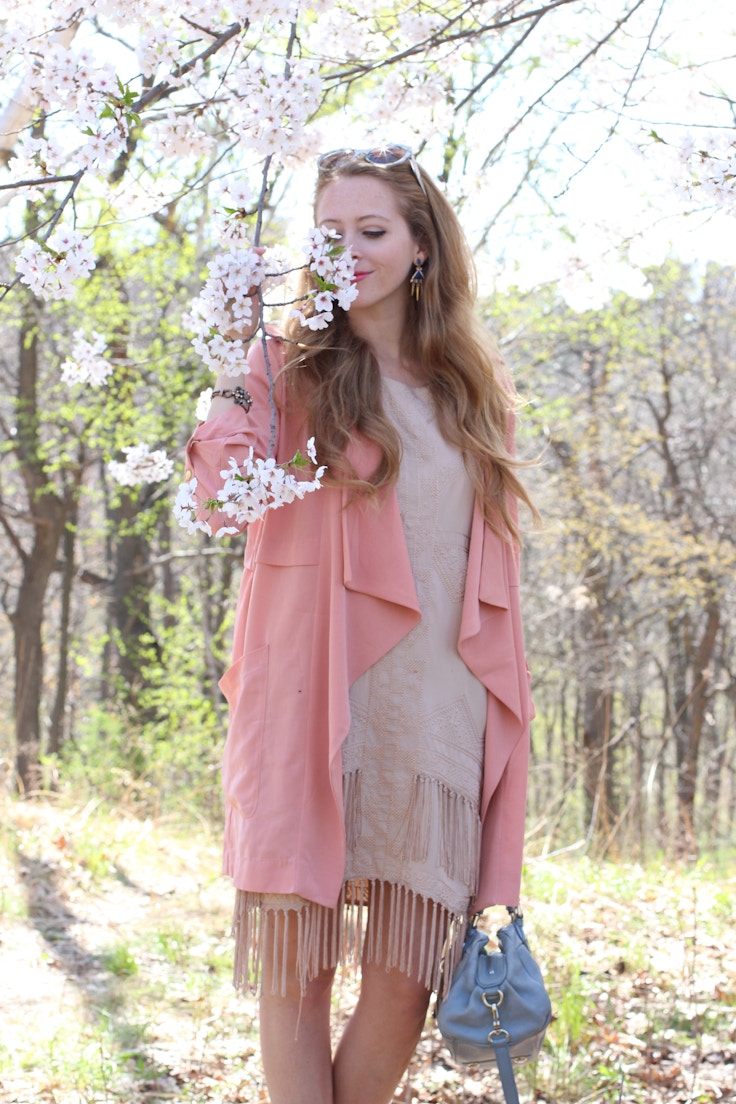 spring outfit waterfall trench coat