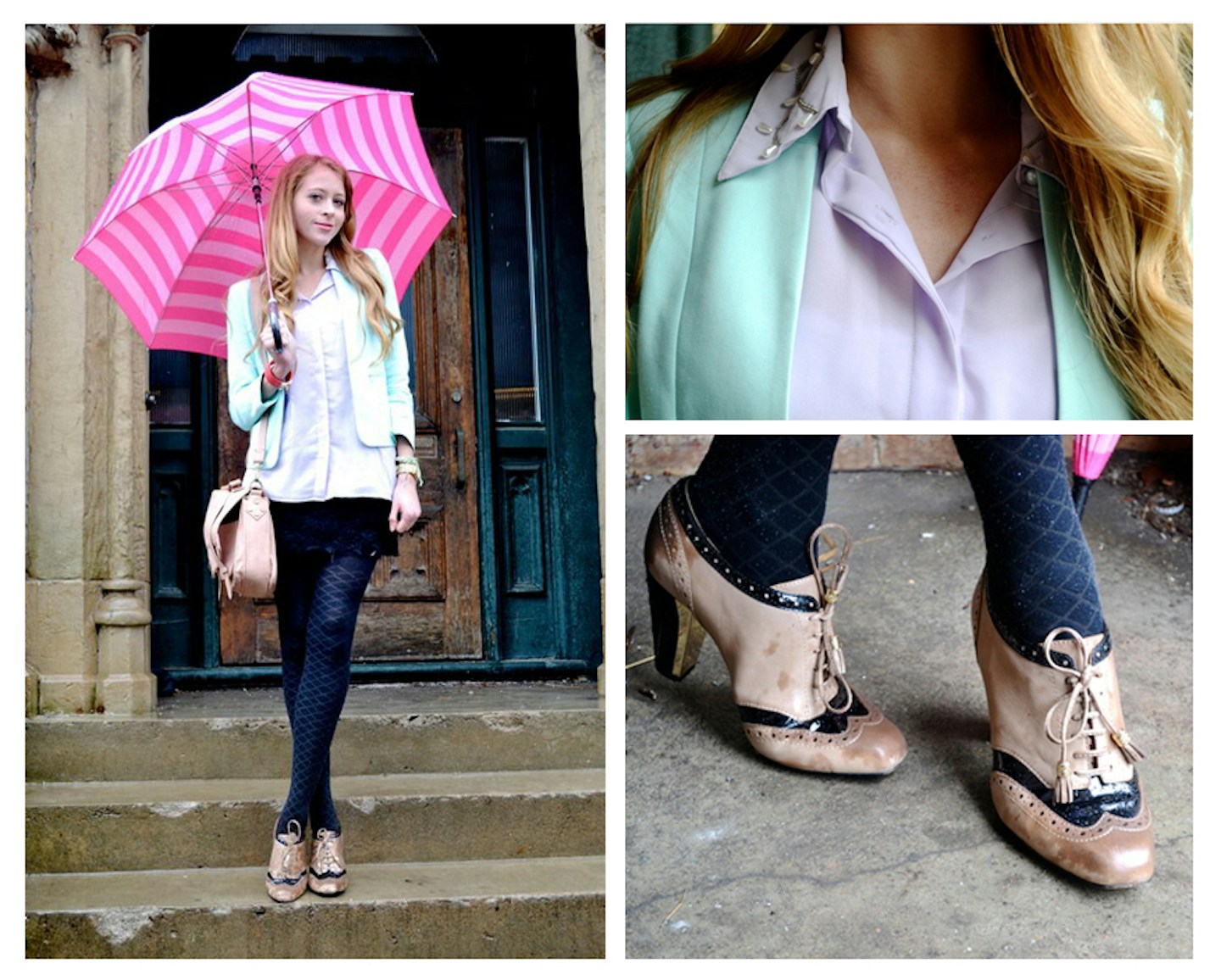Spring Pastels and a Striped Umbrella – Featured on College Fashionista!