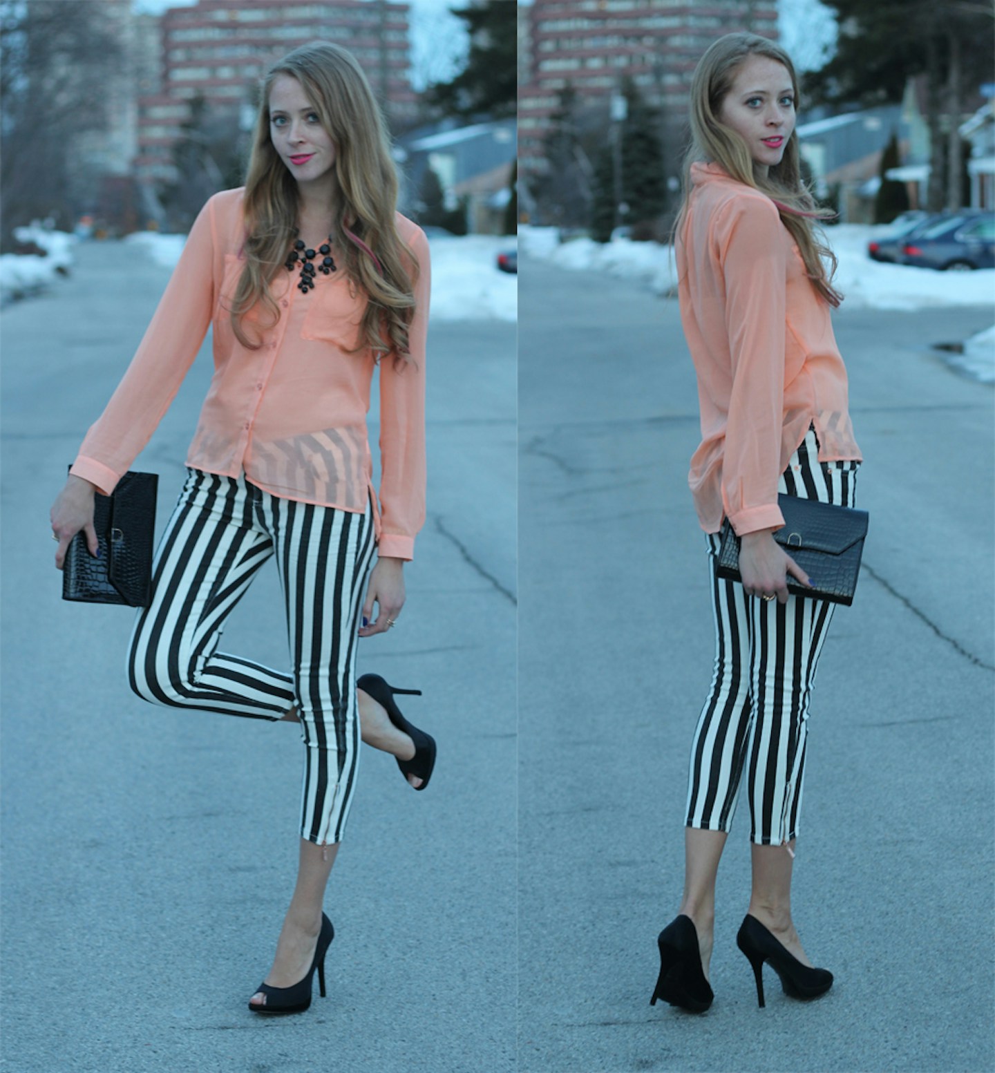 Black and White Striped Jeans