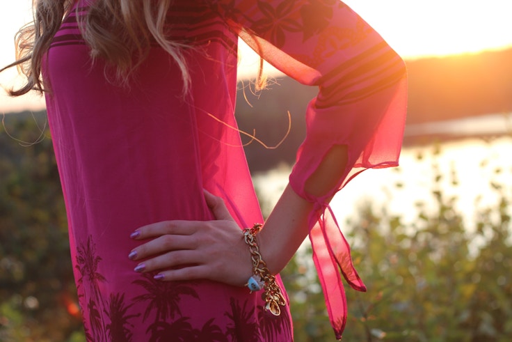 sunset palm tree dress