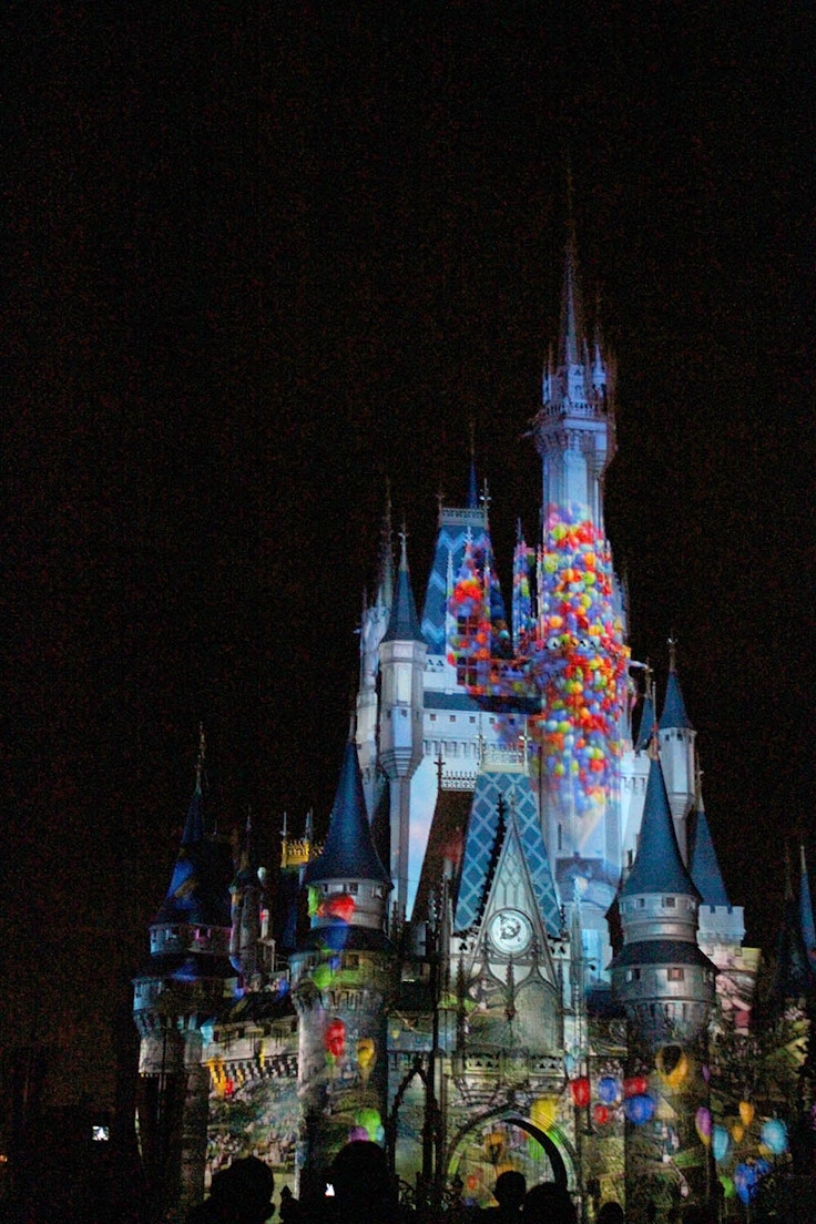up projection on magic kingdom castle