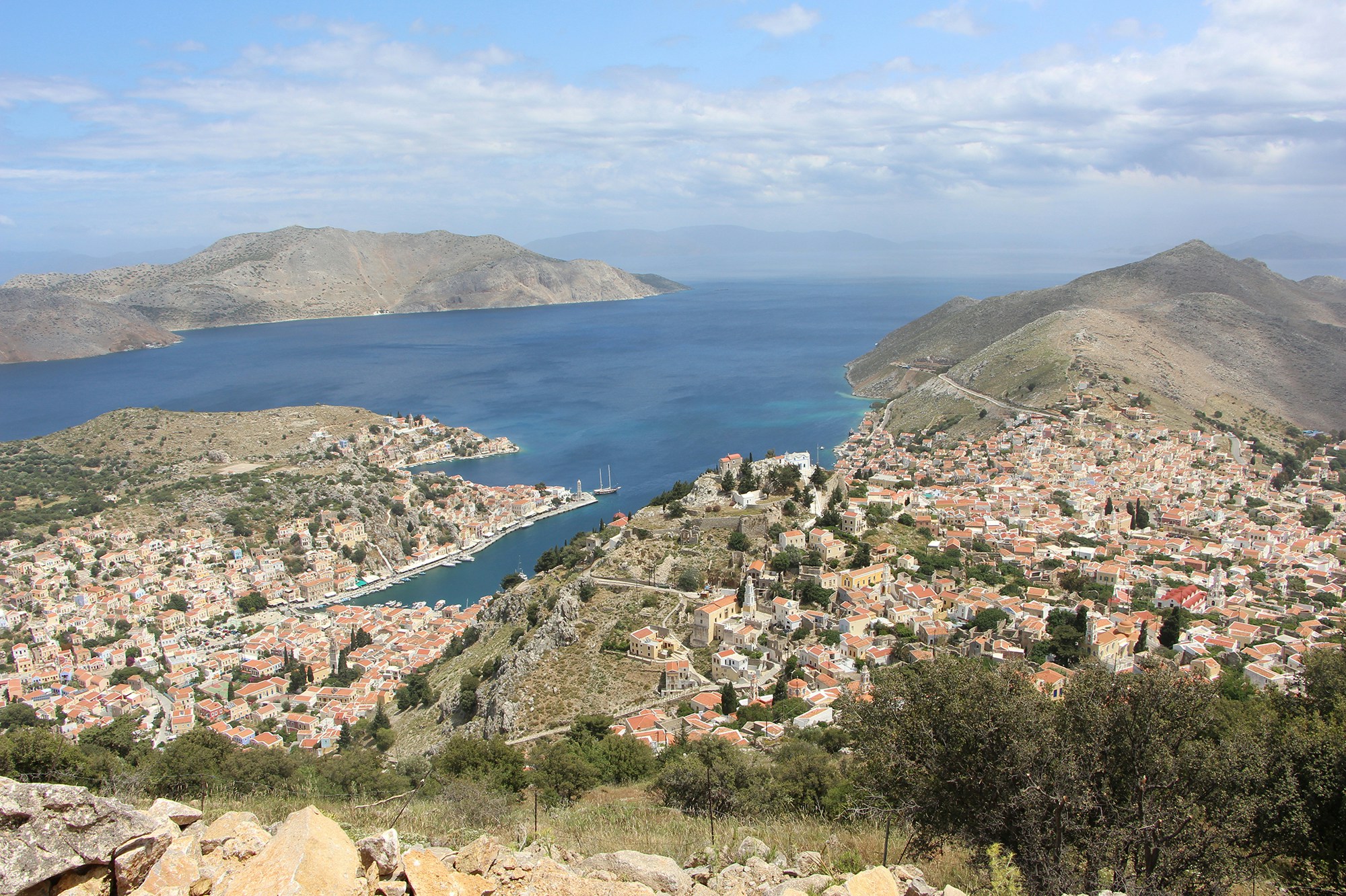view of symi island greece from above