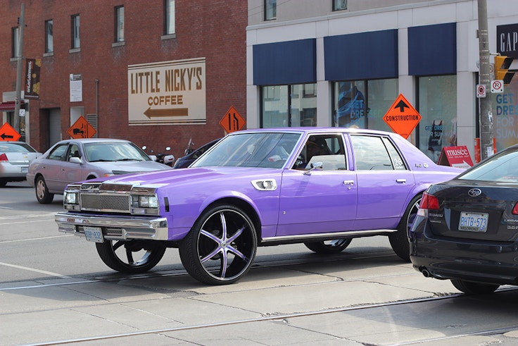vintage purple muscle car