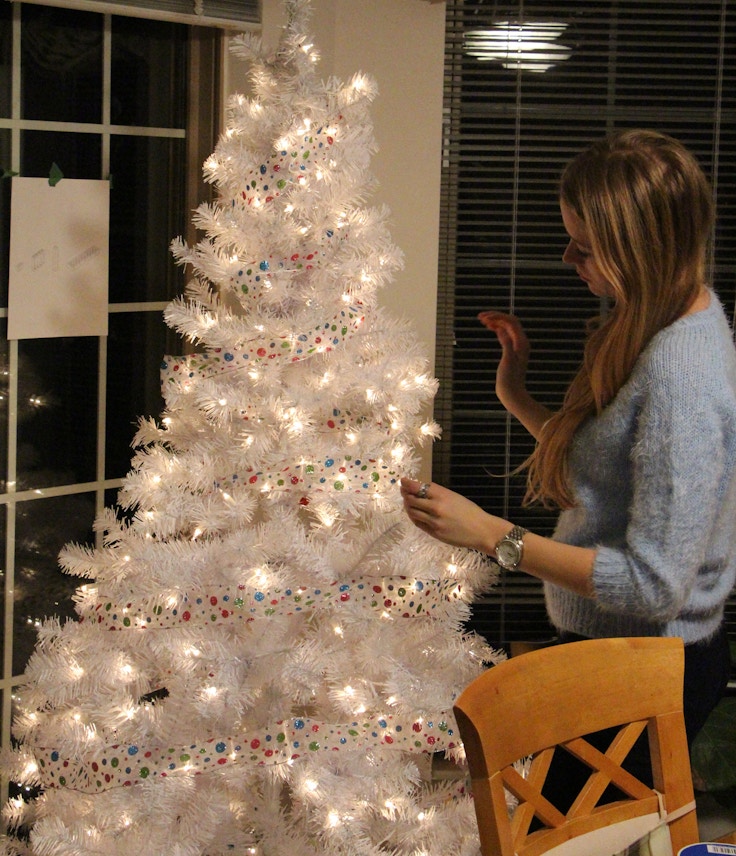 white christmas tree decorating
