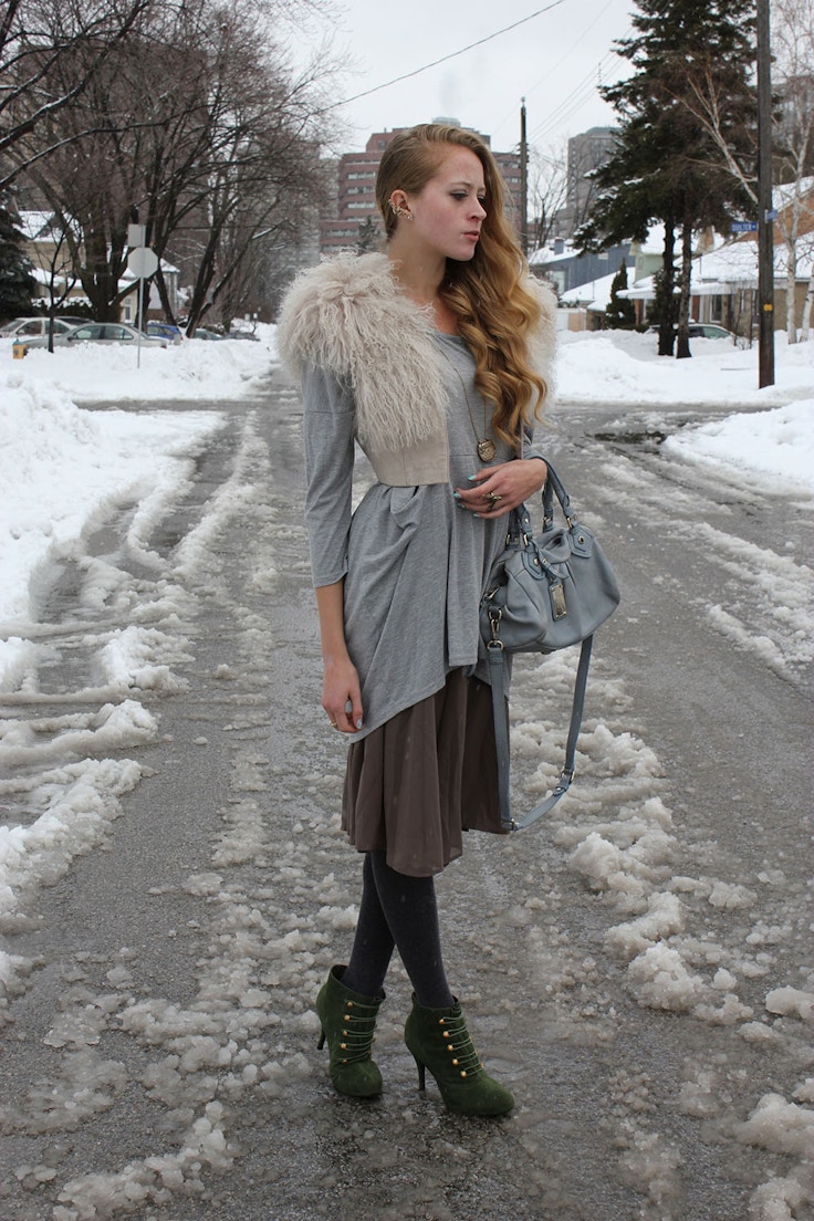winter outfit fur vest