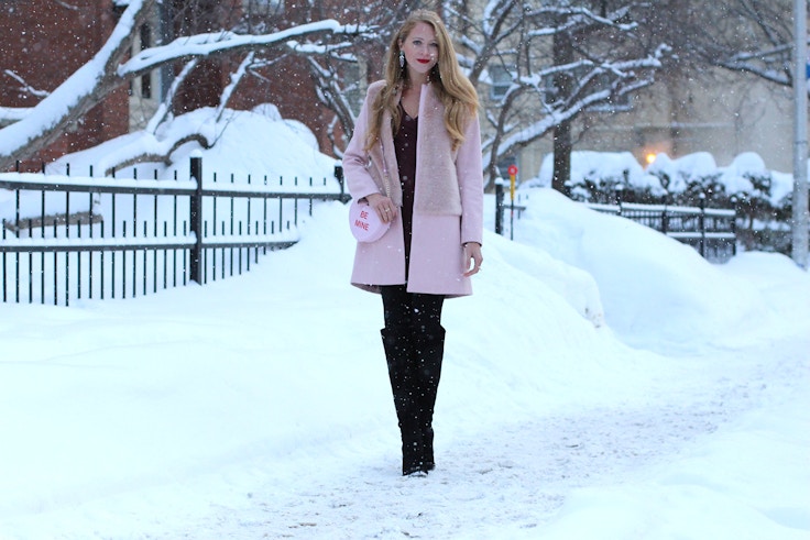 zara pink coat valentines day outfit