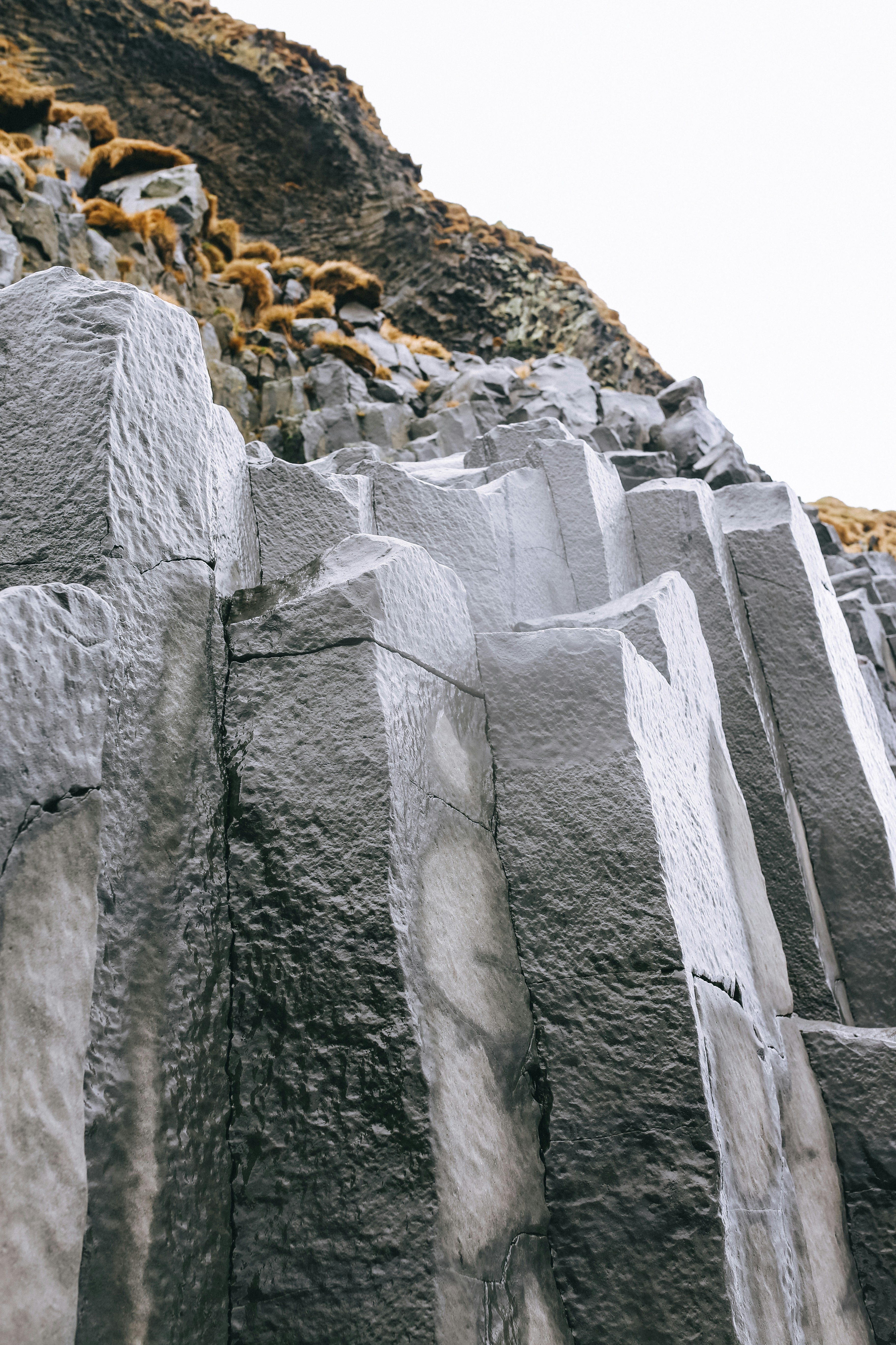 Basalt columns at Reynisfjara Beach in Vik, Iceland.