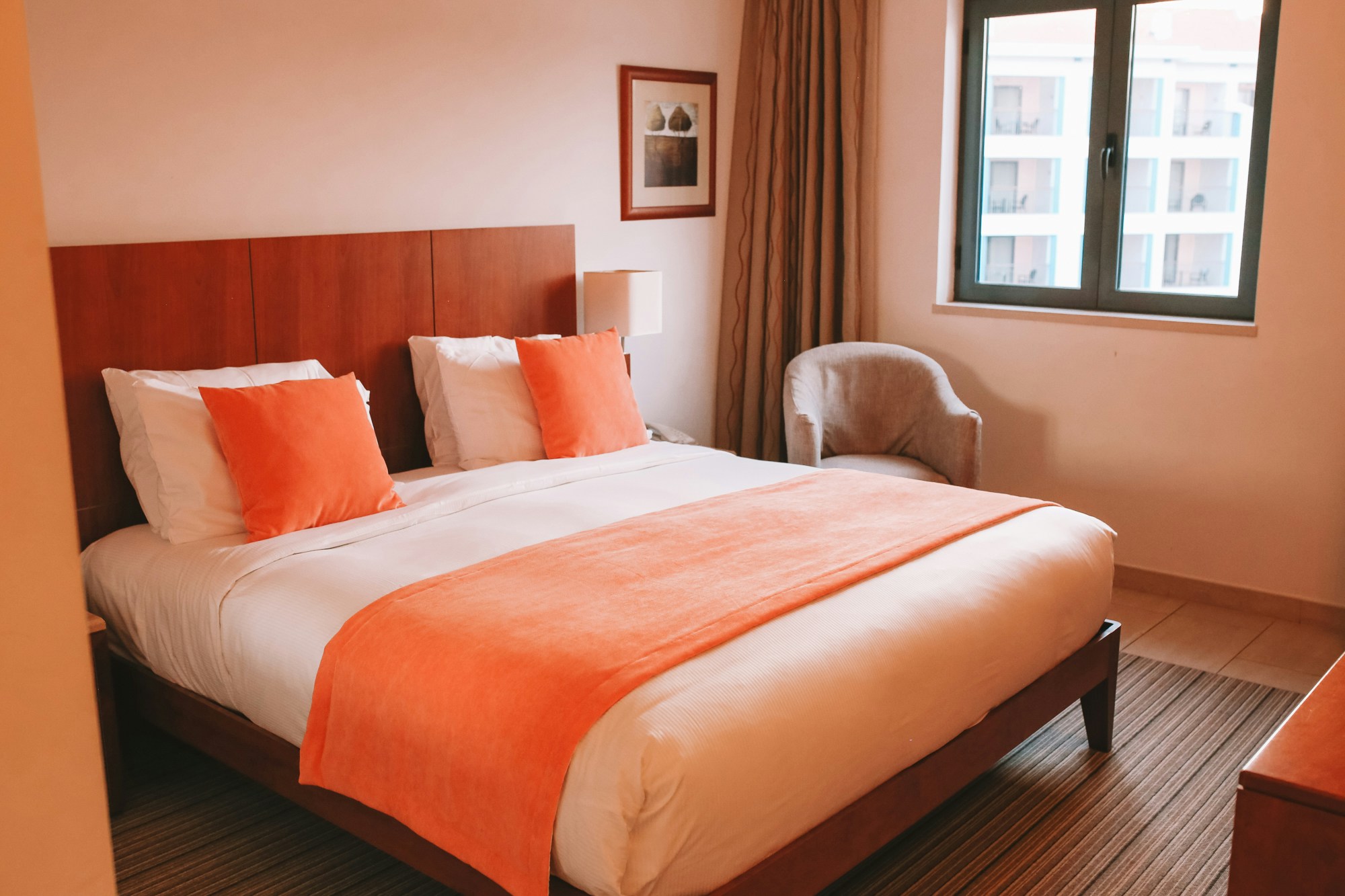 King sized bed at luxury resort, Hilton Vilamoura As Cascatas Golf Resort & Spa