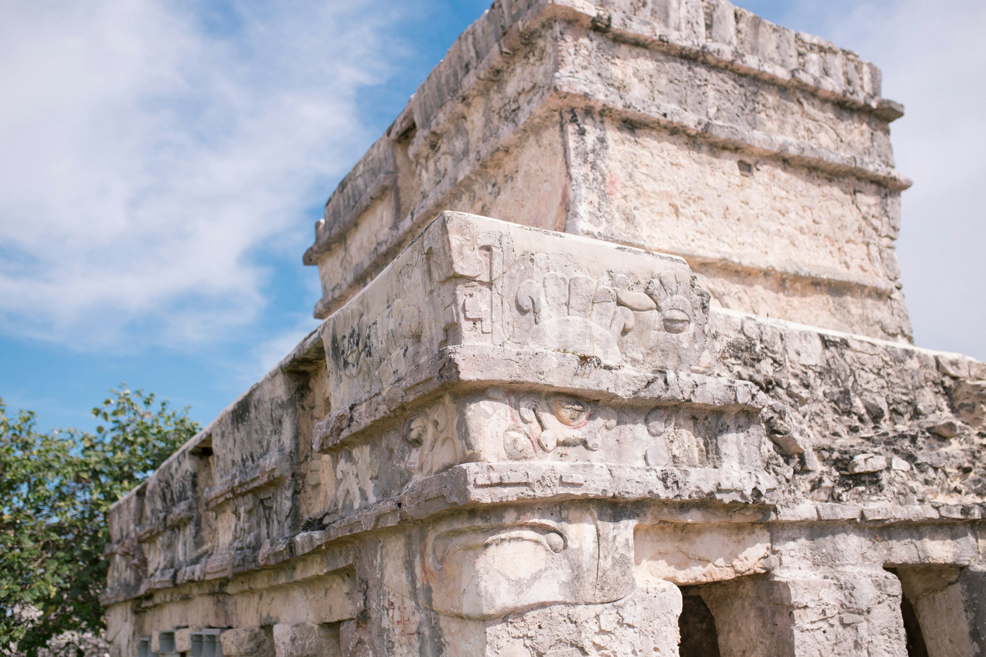 Details of a Mayan building in Tulum, Mexico
