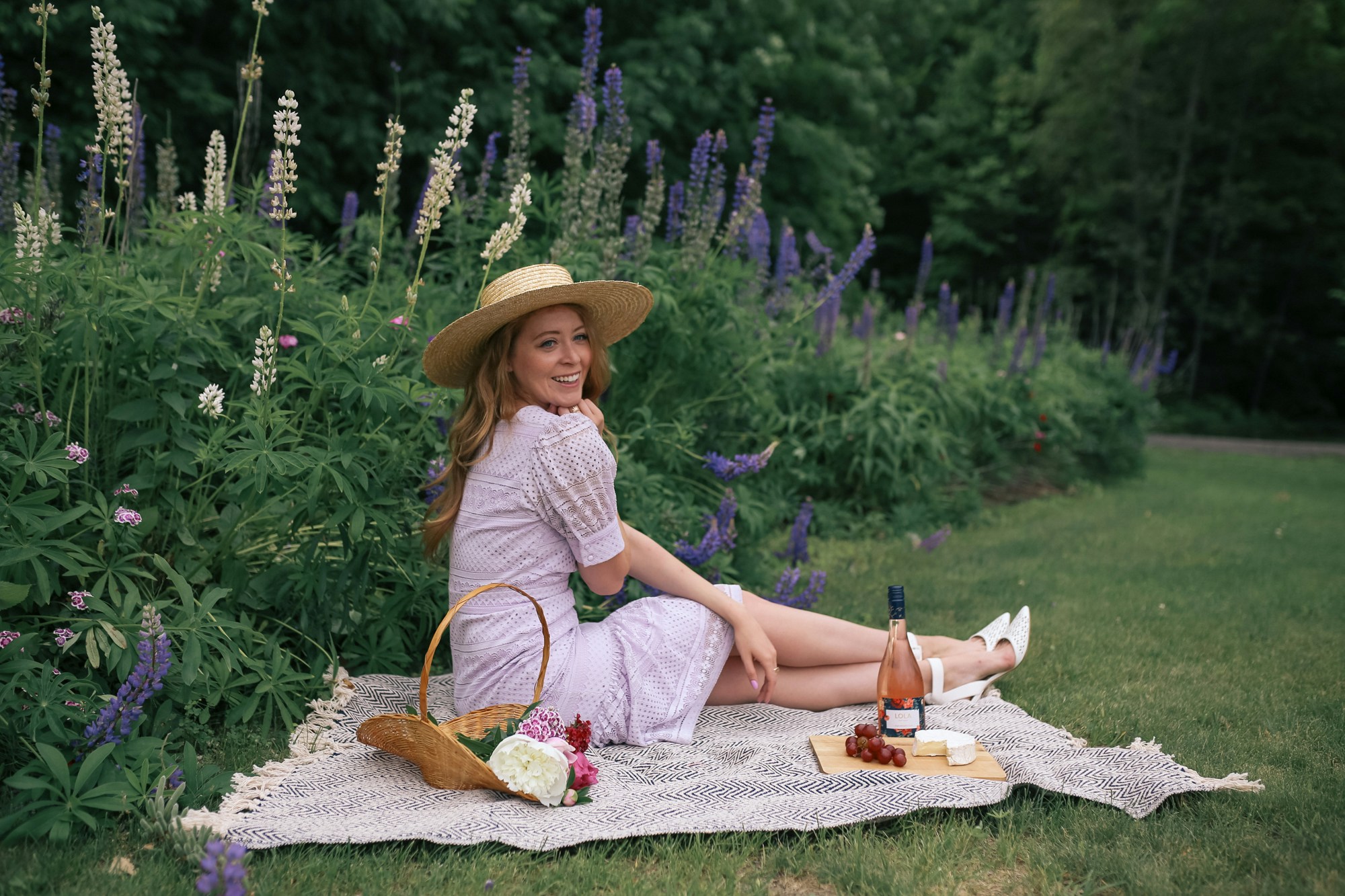 A picnic would never be complete without rose, a pretty lace dress and some cheese! Check out my Rachel Parcell Dress Review - Purple Hush Square Neck Lace Dress for more!