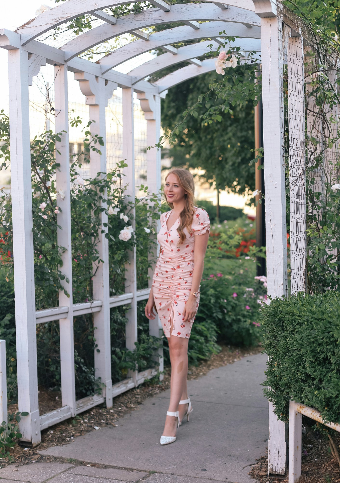 J.O.A. Cinch Front Dress : a dainty rose print dress for under $100.