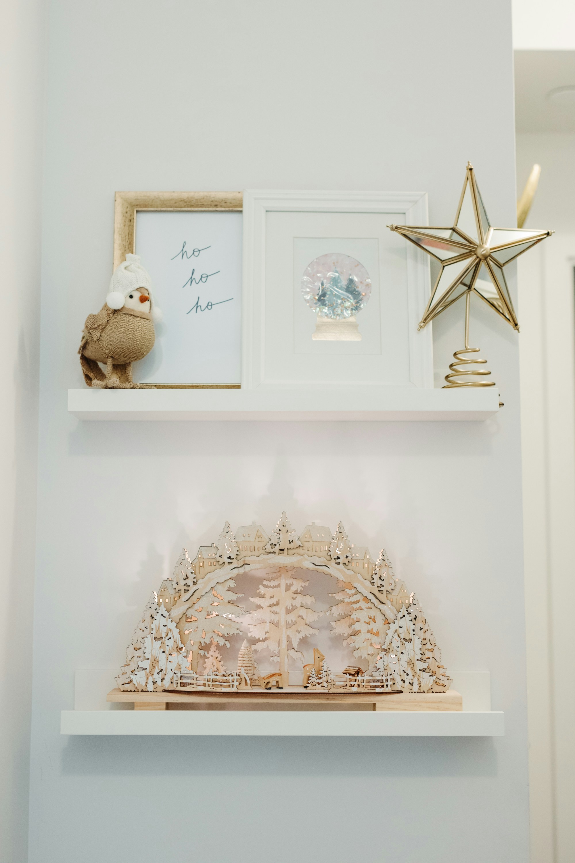 Redecorate your picture ledges with festive Christmas accessories, including a show-stopping wood winterland scene.