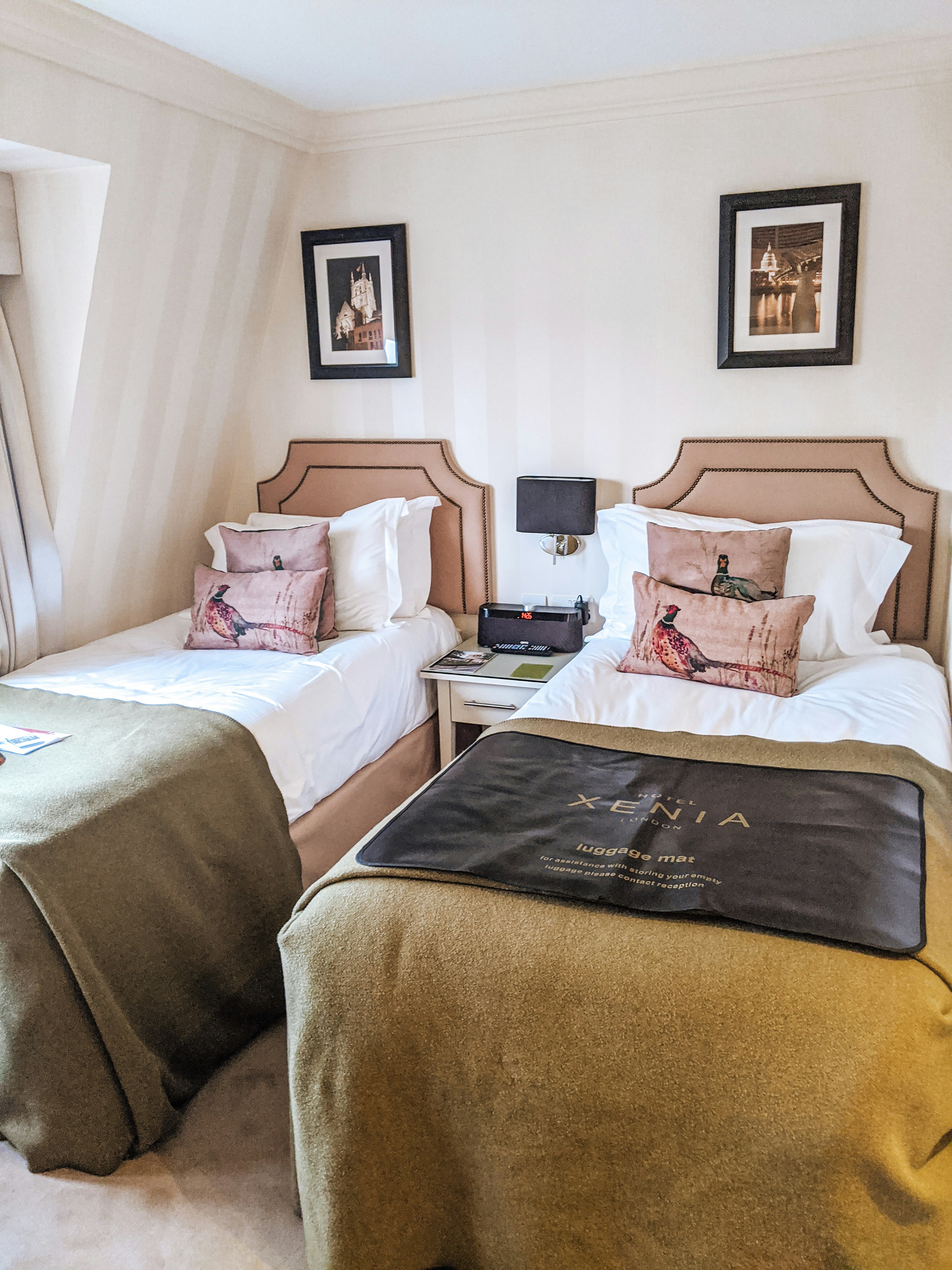 Hotel Xenia London: a chic boutique style hotel from Marriott: the deluxe twin room was cozy but charming with twin beds located in the mansard roof of a 19th Century townhouse