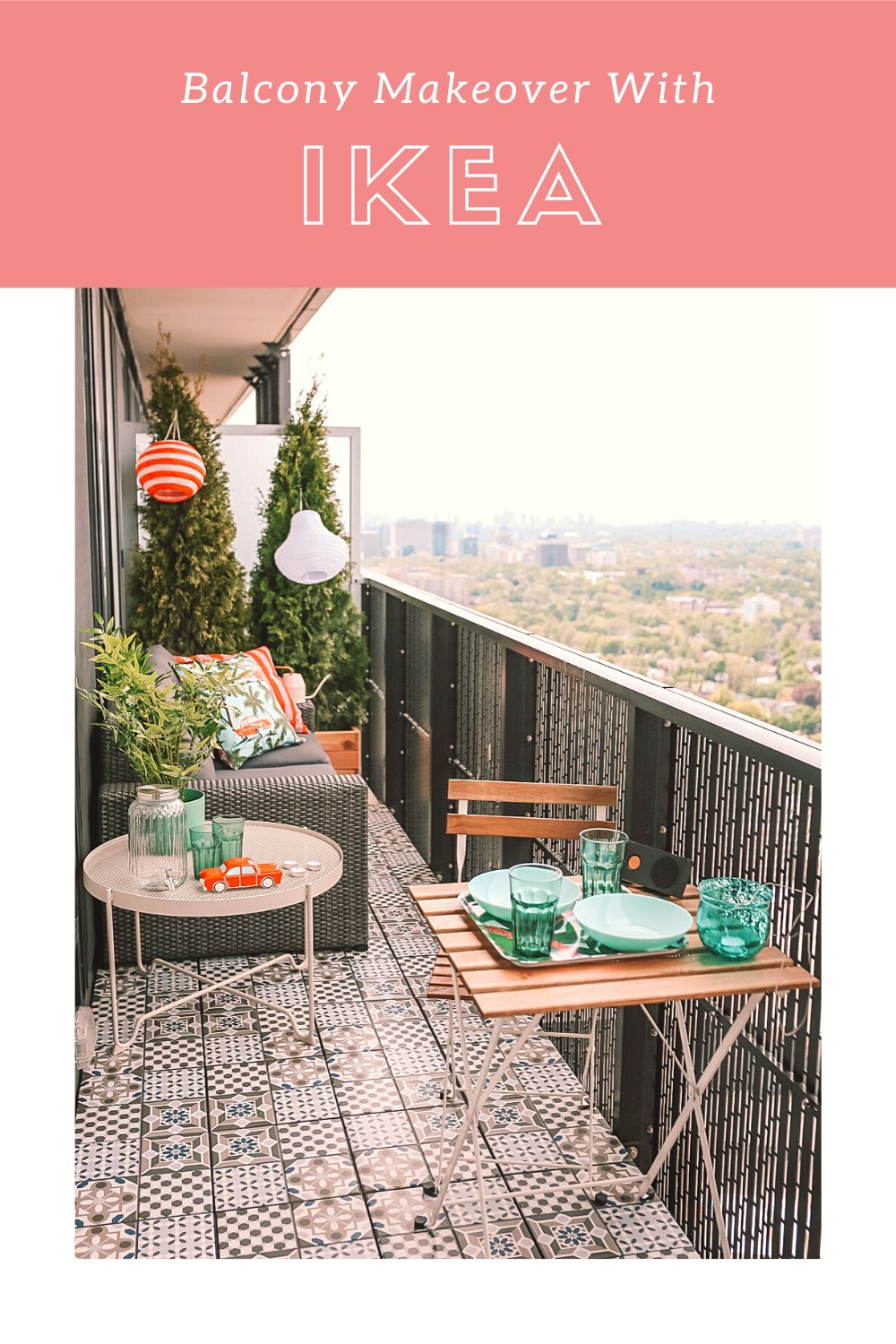 IKEA Patio Furniture Review & Makeover: check out how I gave my condo balcony a refresh with IKEA. I'm also sharing in-depth reviews of the IKEA Solleron series sofa, Mallsten tile decking from IKEA and all the cutest outdoor accessories to make your space an oasis in a concrete jungle.