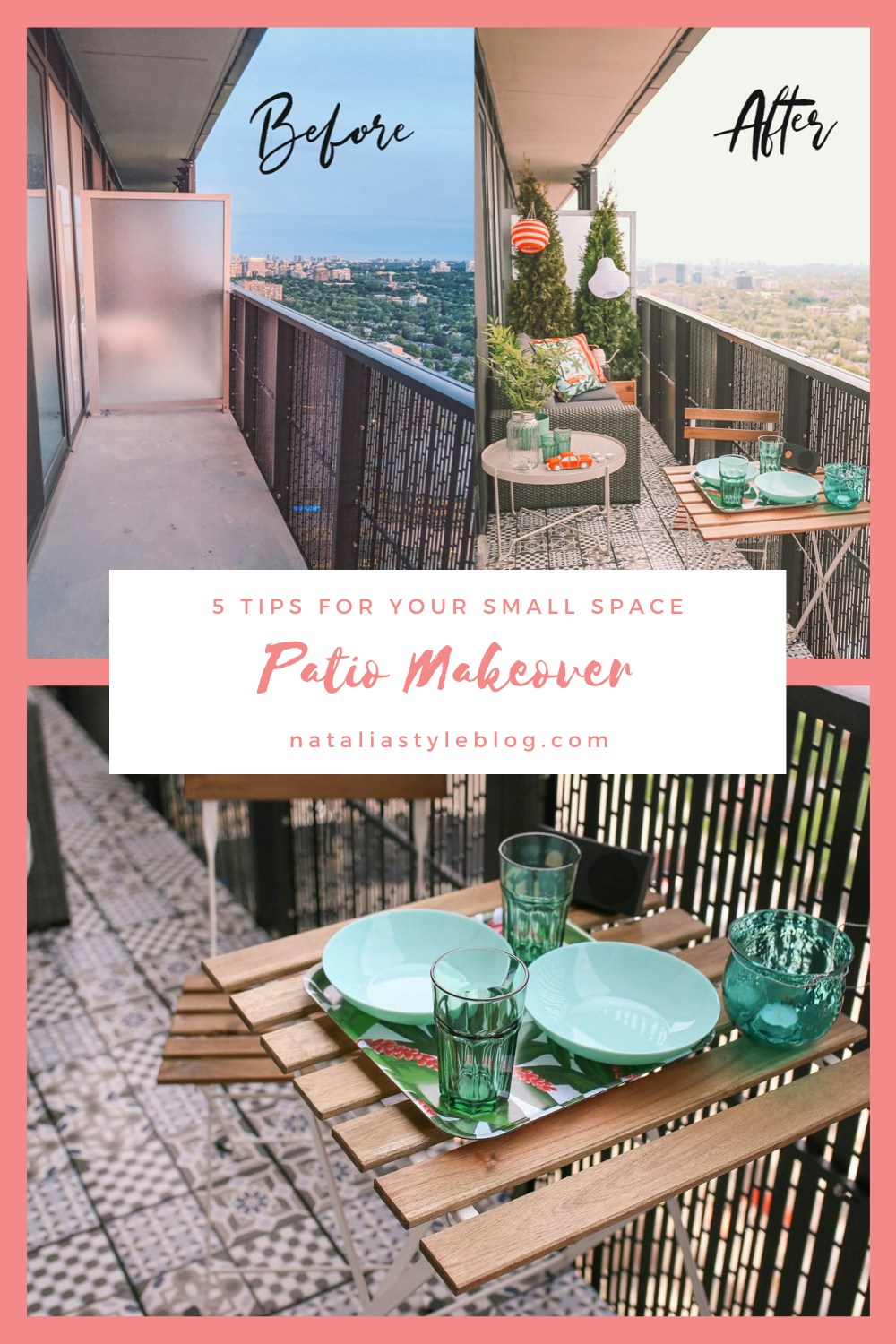 5 Tips for your Balcony Makeover: I'm sharing my design tips to help you transform your small outdoor space into a chic oasis in the sky! I'm also sharing in-depth reviews of the IKEA Solleron series outdoor sofas and the new tile Mallsten Decking. 
