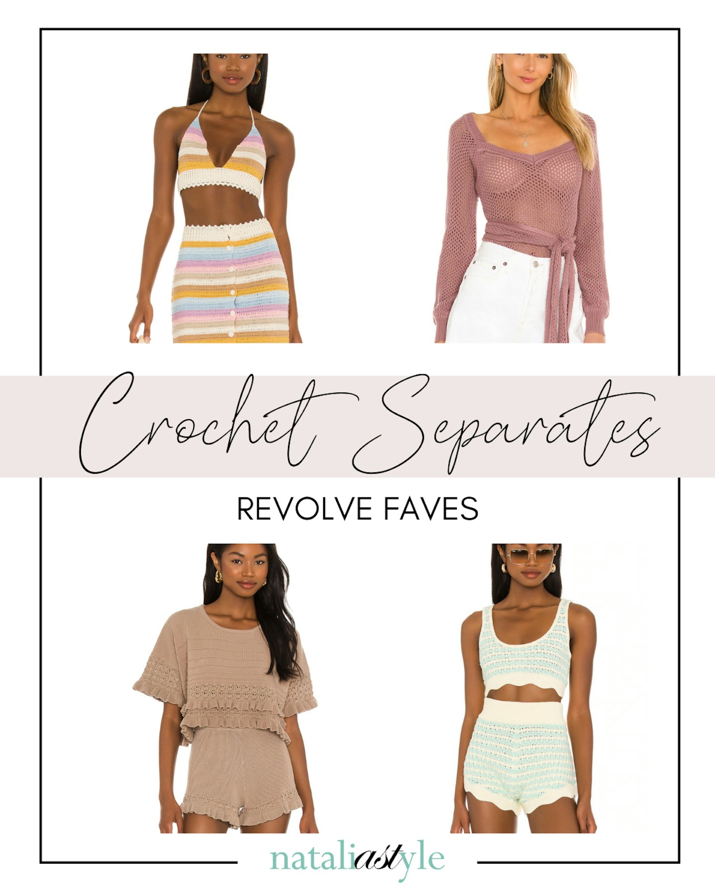 A matching crochet set is a top trend this season! I've rounded up my favourite REVOLVE crochet pieces.