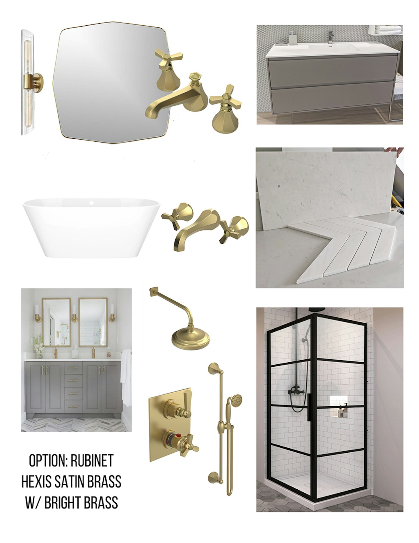 How to design a bathroom without an interior designer: choose fixtures from one line and gather all your inspiration for a cohesive design. I share more tips on designing a condo bathroom without professionals in this blog post.