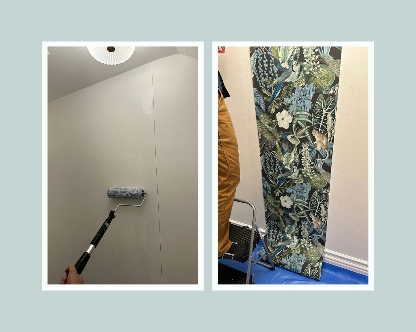 How to install wallpaper in a small powder room bathroom. I share tips on how to get started and the ideal sequence for getting a professional install!