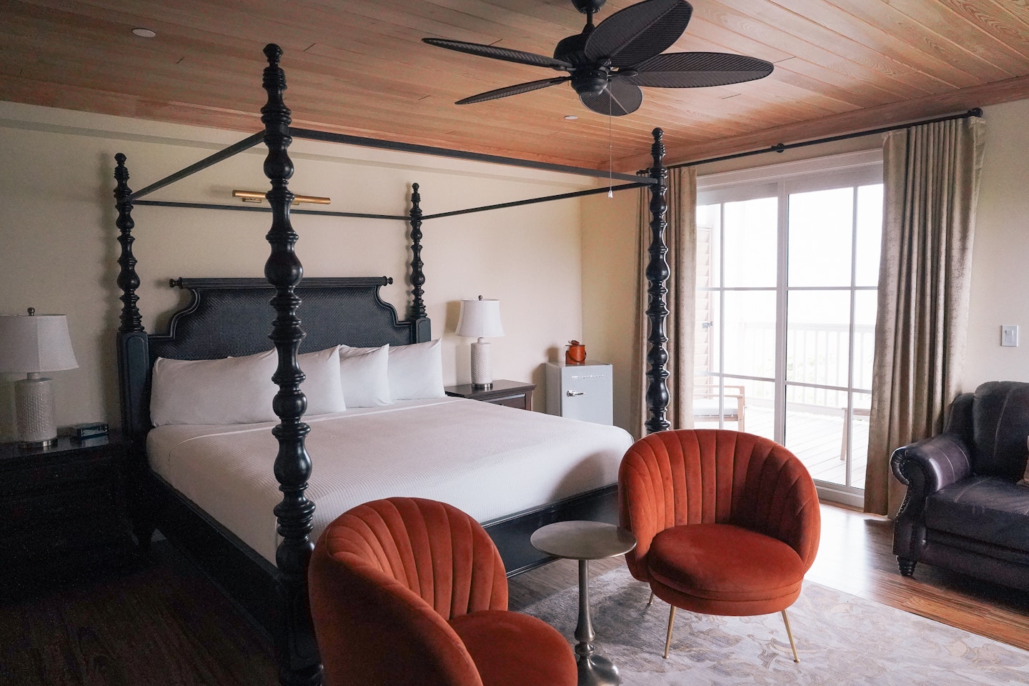 The Galleon Suite in the Wreckers House at Grassy Flats Resort and Beach Club was spacious and lovely! A great King-size canopy bed, cast iron tub, double vanity and walk-in shower were highlights, along with the Ocean View balcony!